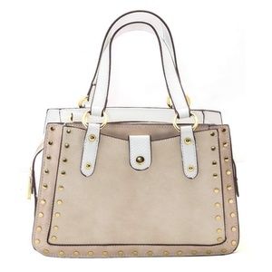 White and Cream Studded Purse with Optional Strap